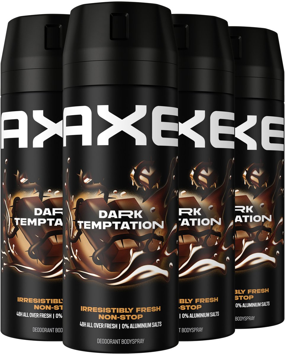 Bol.com Axe Deodorant Bodyspray - Dark Temptation - met een onweerstaanbare geur - 4 x 150 ml aanbieding