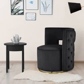 Floraya - Chaise pivotante Beverly - Zwart - Velours - Rotation à 360 degrés - Capacité de charge maximale 120 kg - Chaise pivotante