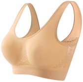 Ademende Sport BH - Sportbeha - Draadloos - Elstisch - Onzichtbaar - Strapless Bra - maat XL - Beige - LOUZIR