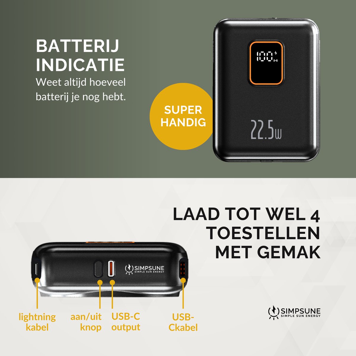 Simpsune Powerbank 10000mAh met MagSafe en Snellader - afbeelding 3