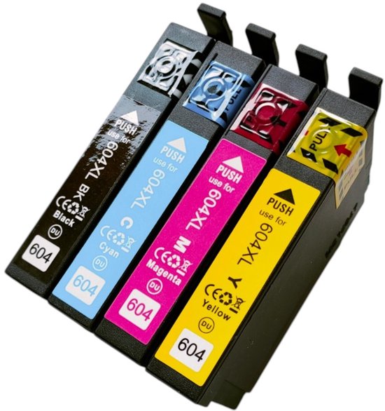 KATRIZ® huismerk inkt voor Epson 604XL / T604XL / 604 Series - Zwart,Cyaan, Mangeta,Geel | 4 stuks| geschikt printer model Epson Expression Home XP-2200/ XP-2205 / XP-3200 / XP-3205 / XP-4200 / XP-4205 /Epson WorkForce WF-2910DWF / WF-2930DWF / WF-