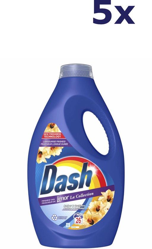 Dash Vloeibaar Wasmiddel Gouden Orchidee 5 x 26 Wasbeurten - 5 x 1170 ml - Voordeelverpakking