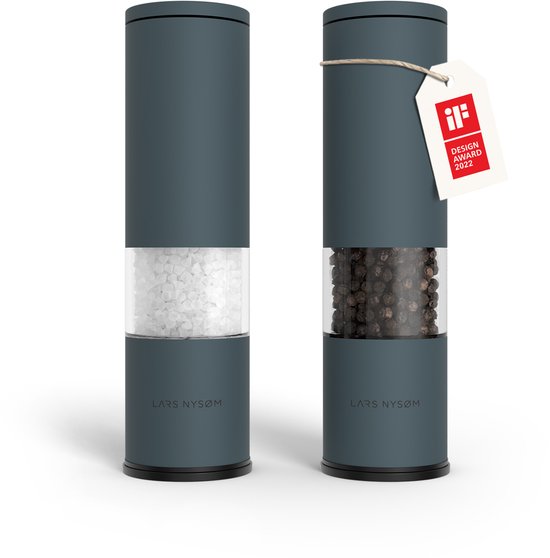 LARS NYSØM 'Lagom' Moulin à Sel et à Poivre Set de 2 Manuel Blue Stone