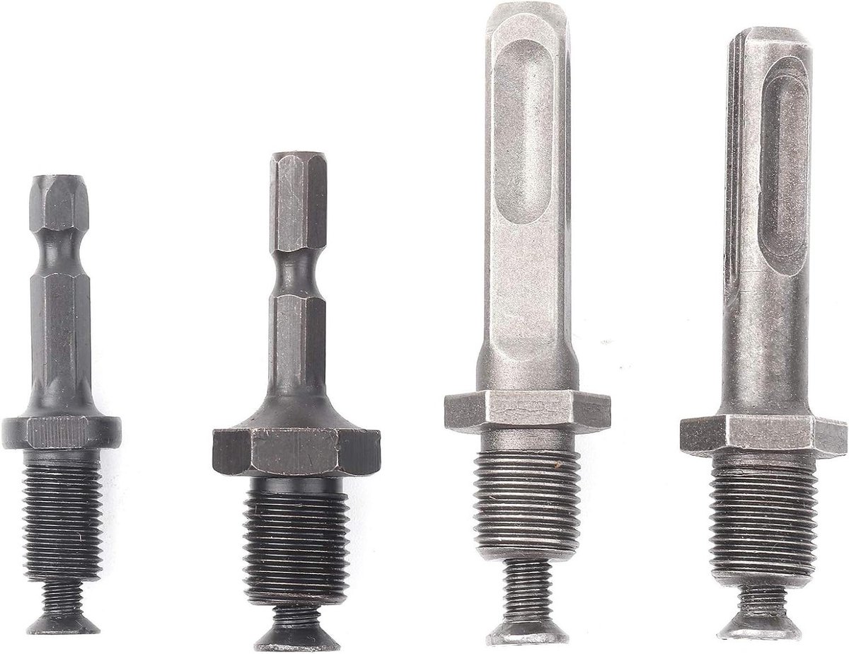 4 Stuks Boorkop Adapterset - Vierkante Zeskant, Ronde Schacht(Adapter Staaf Conversie Adapter)