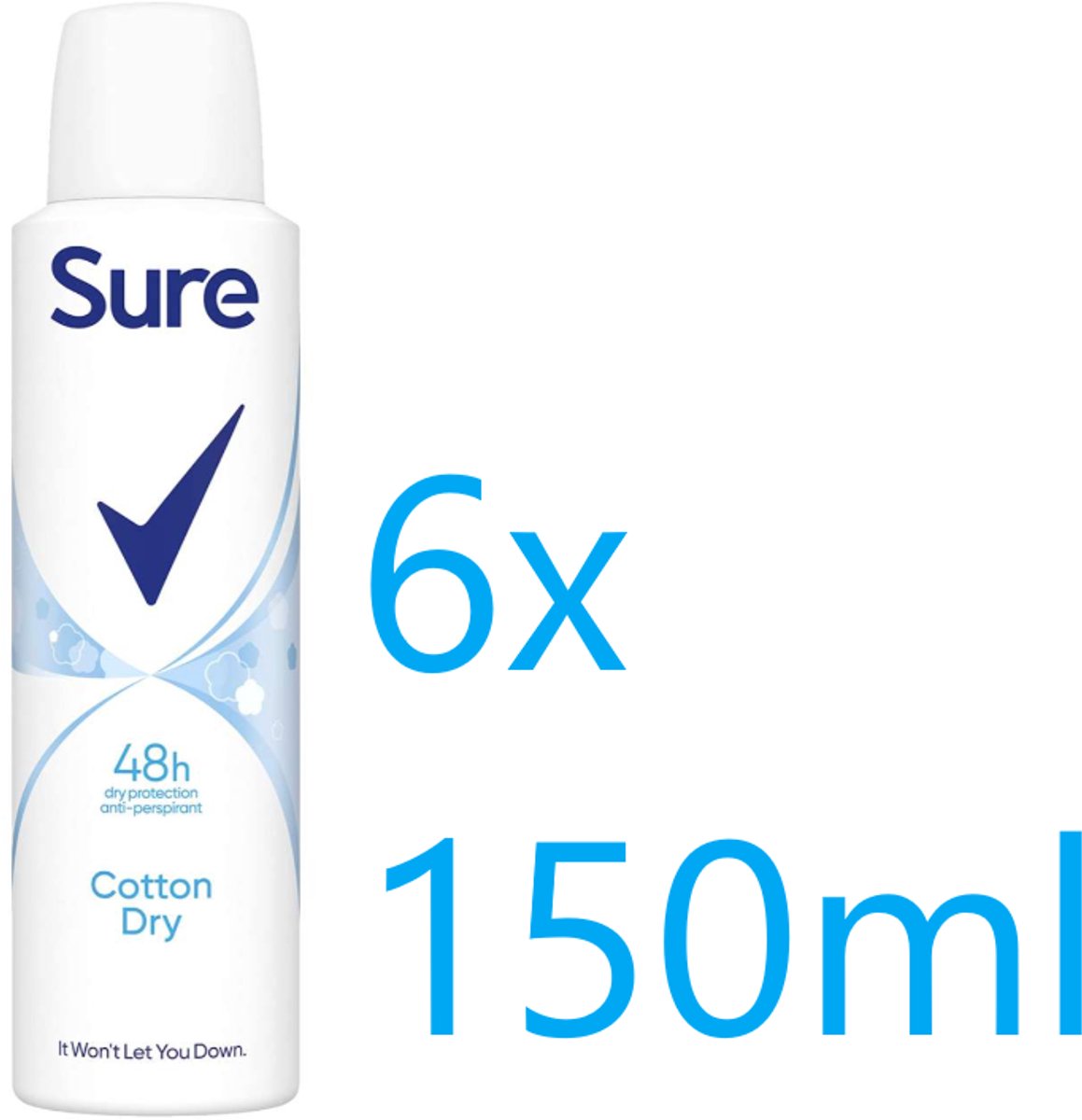 Sure - Rexona Men - Cotton Dry - Deodorant - 6 x 150 ml - Voordeelverpakking