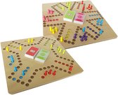 Keezen Keezenspel Hout Deluxe - Houten bordspel dubbelzijdig - 2 tot 6 spelers - 40 x 40 cm - met echte Keezen Speelkaarten