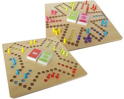 Keezen Keezenspel Hout Deluxe - Houten bordspel dubbelzijdig - 2 tot 6 spelers - 40 x 40 cm - met ec