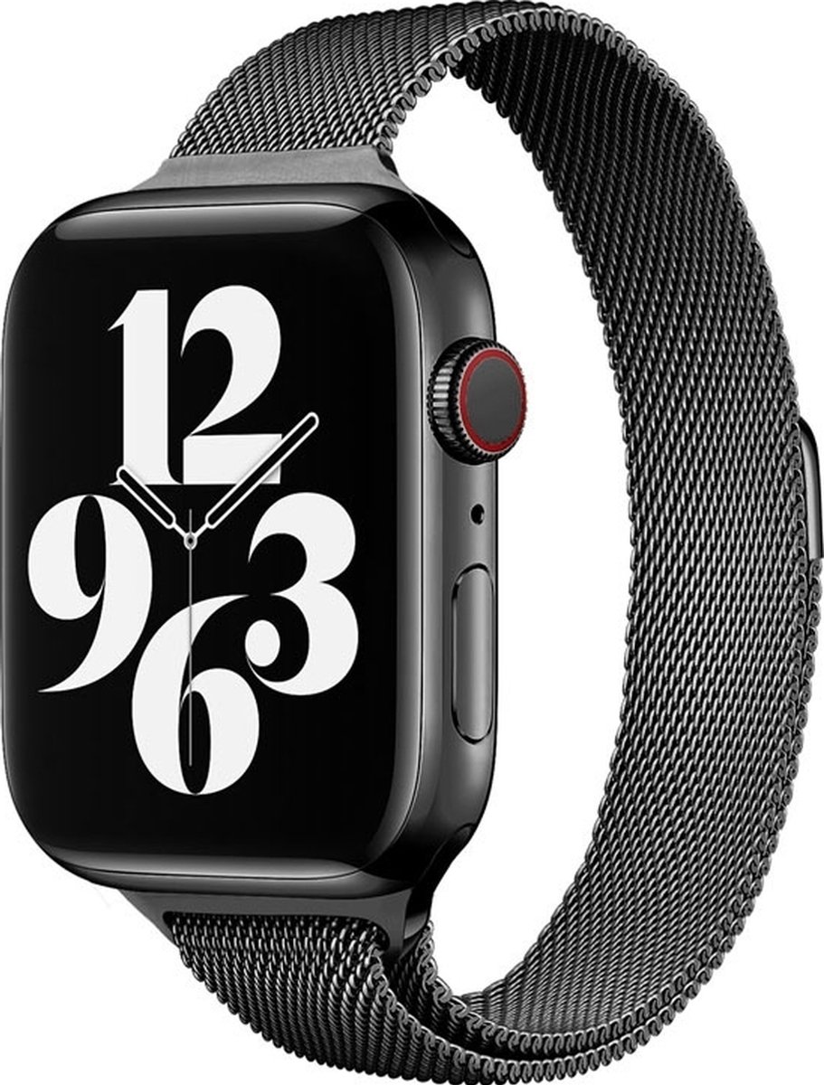 Mobigear Milanese Watch bandje geschikt voor Apple Watch Bandje Magneetsluiting | Mobigear Slim Loop - 49/46/45/44 mm - Zwart