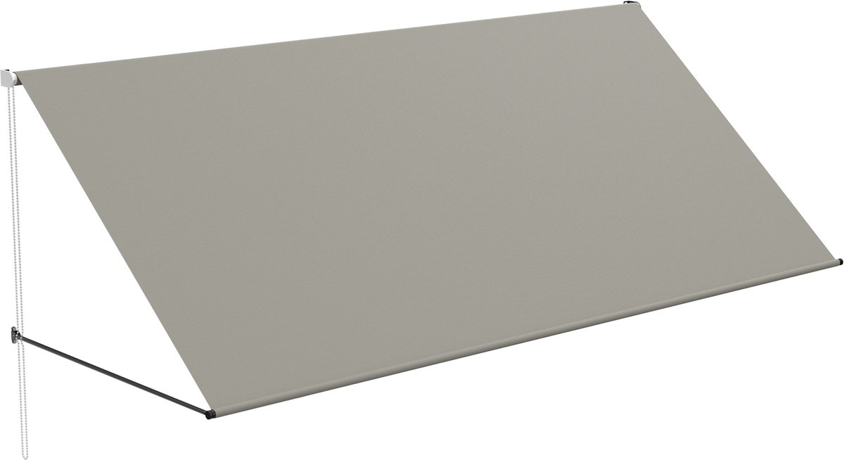 Aufun Balkon zonnescherm UV-bestendig - Handmatige luifel intrekbaar polyesterstaal telescopische luifel- balkonluifel in hoogte en helling verstelbaar Balkon zonnescherm - 300 x 145 cm - grijs