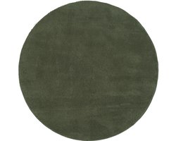 Mia’s Teppiche Taos – superzacht kortflor vloerkleed met antislip rug, wasbaar, donkergroen, 200 cm rond