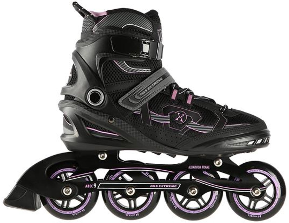 Nils Extreme NA9157 - Inlineskates - Zwart-Violet - PU Wielen - ABEC-9 Lagers