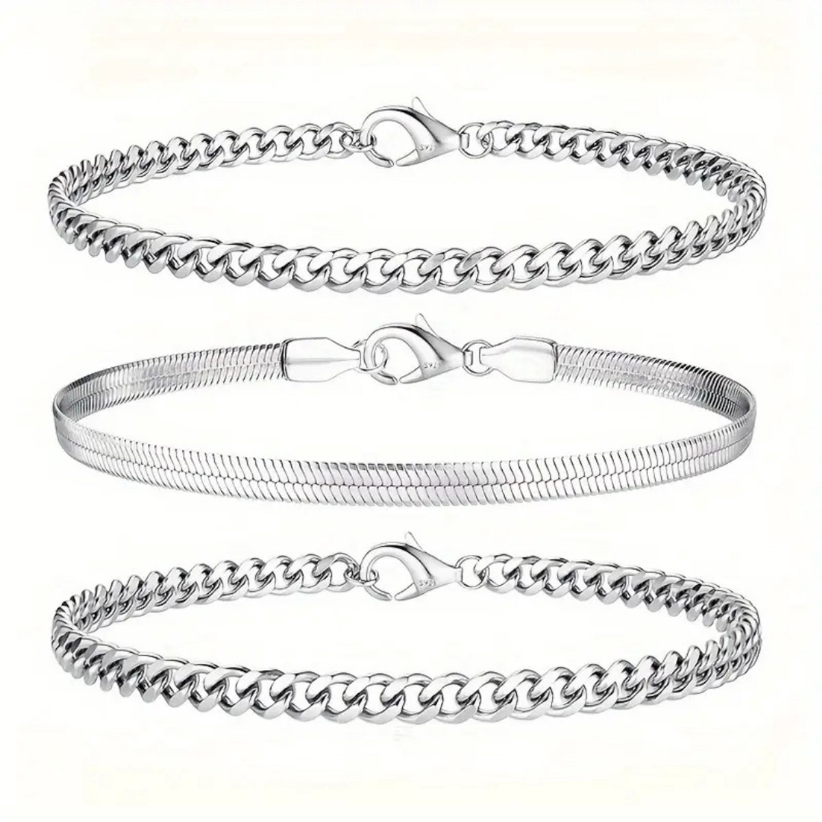 Livano Armband - Staal - Nep Zilver - Dames - 3 St - Zilver B