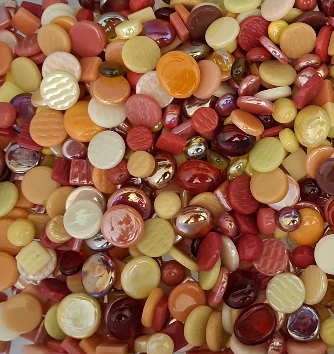 Rood/Oranje/Geel 500 gram BULK Glas Mozaïek steentjes mix
