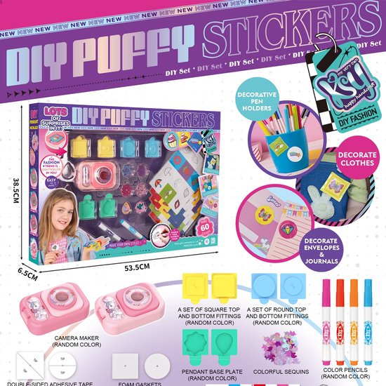 Stickermaakset voor kinderen. Maak je eigen 3D-stickers. DIY knutselset met eenhoornpatroon. Paascadeau voor een verjaardag voor meisjes en jongens van 6-10 jaar.kinderspeelgoed