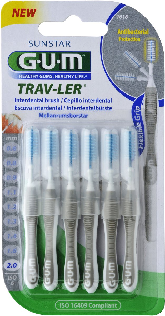 Goedkoopste GUM Trav-ler Ragers 2.0mm Grijs - 6 stuks
