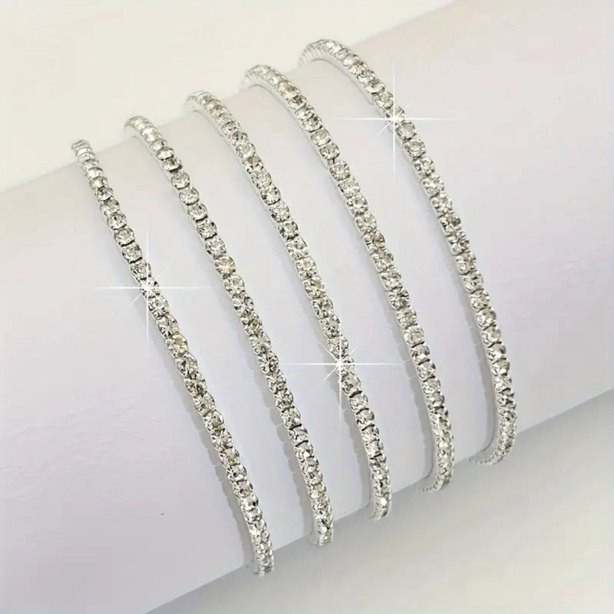 Livano Armband - Staal - Nep Zilver - Dames - 5 St - Zilver/Wit