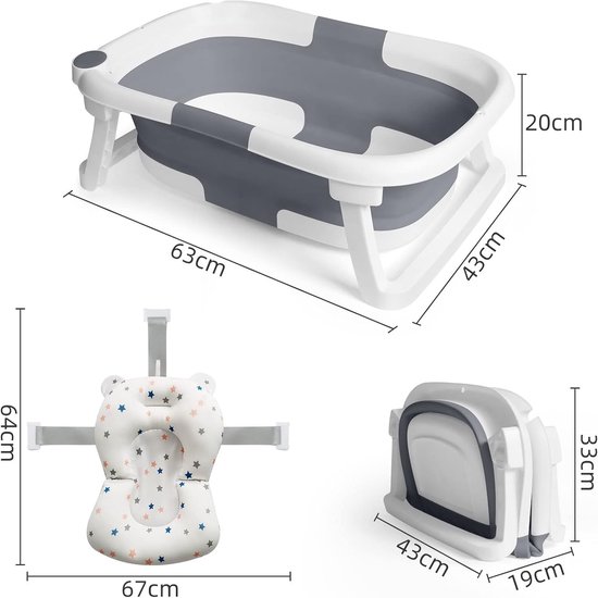 Baby Badje met Standaard - Inklapbaar Bad - Zitbad - Bath Bucket van Merkloos — afbeelding 4