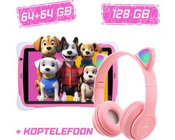 Balou ChildTab XL Kindertablet 10.1 inch met bluetooth koptelefoon - Roze of Blauw - 128GB (64GB+64GB) + 4GB RAM - Inclusief Gratis Screenprotector en 64GB SD-kaart - Ouderlijk Toezicht & Lange Batterijduur