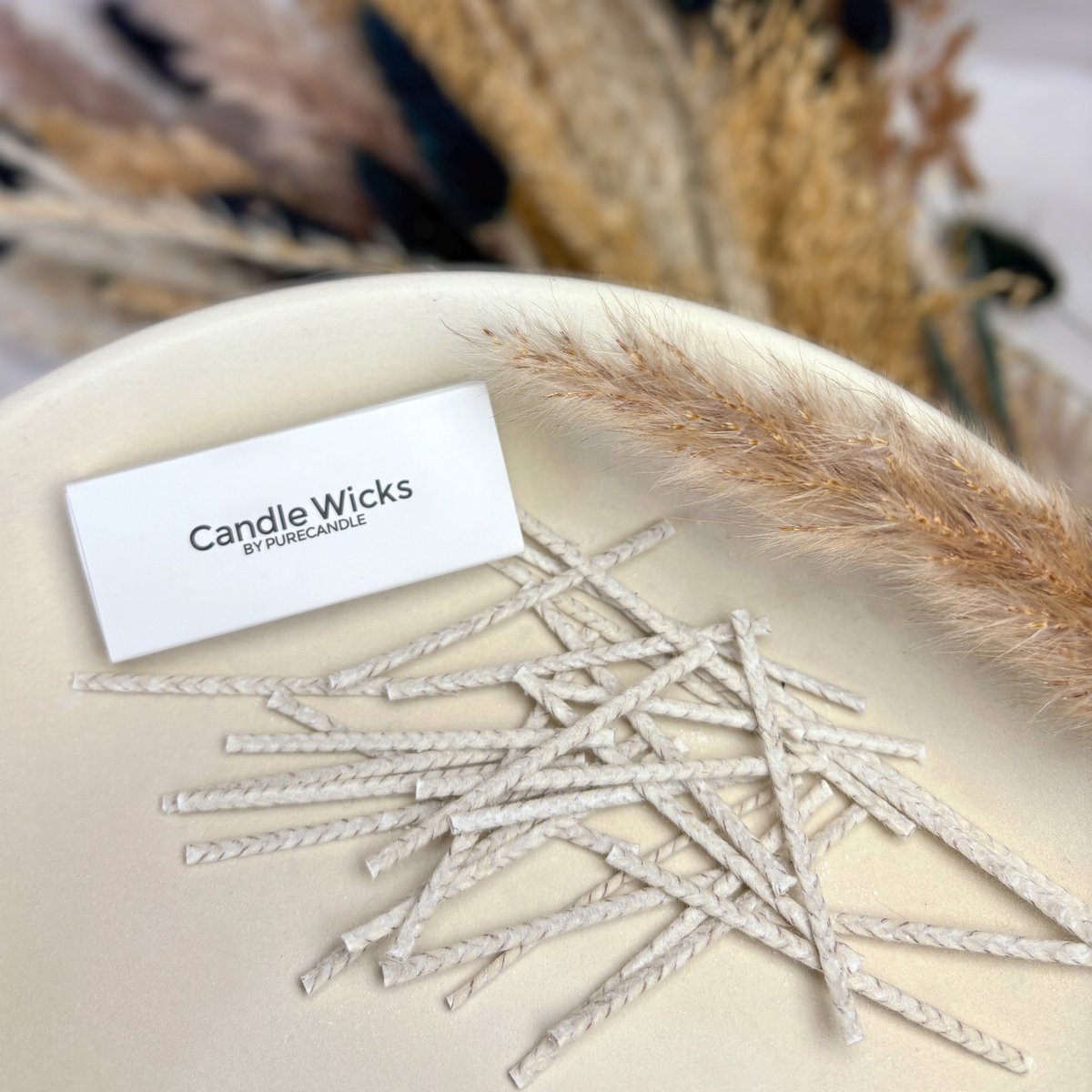 PureCandle Kaarslonten 100 stuks – Braided Wicks - Natuurlijke Katoenen Lonten – Voor Kaarsenzand & DIY Kaarsen – In Luxe Lontendoosje