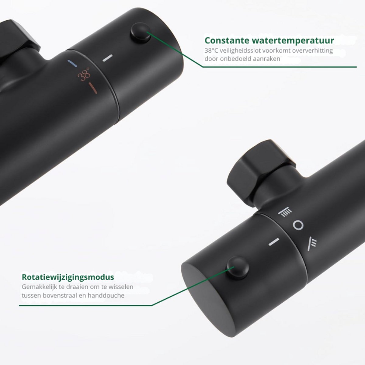 GROHE Precision Start Doucheset - thermostatische douchekraan - met glijstangset - 60cm - ronde handdouche - 1 straalsoort - gladde doucheslang - mat zwart - 345972431