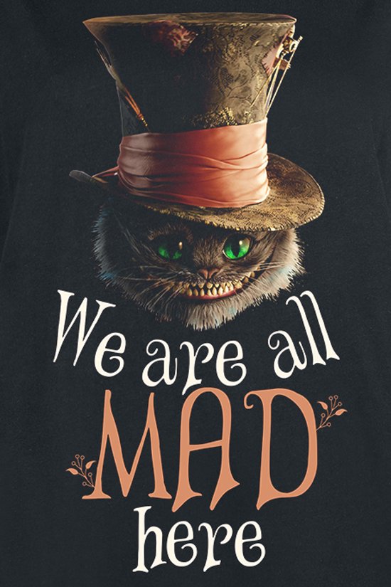 Disney Alice au Pays des Merveilles Tshirt Femme -L- Cheshire Cat Mad Zwart