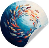WallCircle® - Papier peint cercle 50x50 cm - Stickers muraux Mer - Pêche - Coloré - Dynamique - Cercle mural salon - Cercle mural chambre - Décoration de chambre autocollante - Accessoires de Décoration murale
