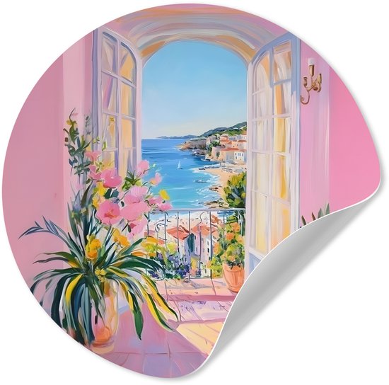WallCircle® - Papier peint cercle 50x50 cm - Stickers muraux Rose - Extérieur - Peinture - Cercle mural salon - Cercle mural chambre - Décoration de chambre autocollante - Accessoires de Décoration murale