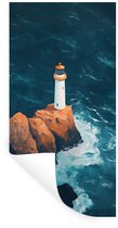 Muurstickers - Sticker Folie - Vuurtoren - Rots - Zee - Golven - 20x40 cm - Plakfolie - Muurstickers Kinderkamer - Zelfklevend Behang - Zelfklevend behangpapier - Stickerfolie