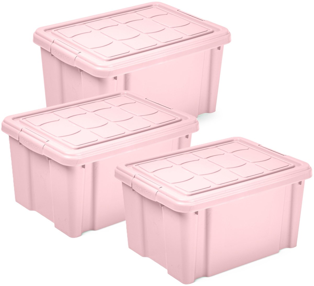 PLASTICFORTE Multi Storage Opslagbox met deksel - 3x - roze - 16 liter - 40 x 30 x 21 cm - kunststof - opbergdoos - opbergen