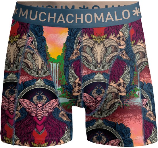 Muchachomalo boxershorts met een opvallende print van schedels, doodshoofden, geitenkoppen en waterval.