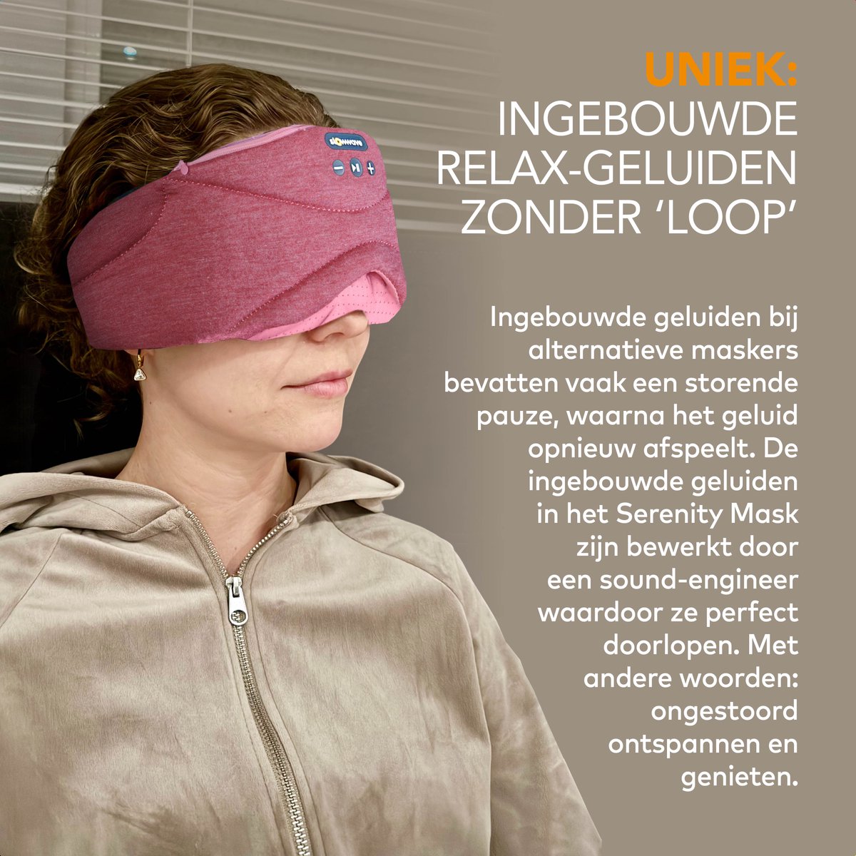 Slowwave Serenity Mask - New generation bluetooth slaapmasker - inclusief White, Pink en Brown Noise - Inclusief Binaural Beats - Met handige timer (onbezorgd in slaap vallen) - Ervaar het beste audio masker - Kleur: roze — afbeelding 7