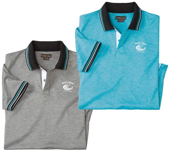 ATLAS FOR MEN - Set van 2 sportieve polo’s Outdoor - Heren - Verkrijgbaar in grote maten - 3XL