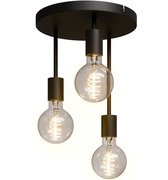 Bol.com Nolt Plafondlamp - Plafonniere - 3x E27 Lamp - Industrieel - ⌀ 28cm - Zwart aanbieding