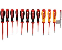 Haupa VDE Geïsoleerde Schroevendraaier set Slim plus 12-delig - 1000V - Verkleinde diameters en volledig geïntegreerde VDE-isolatie tot 1000V - Klingen zijn gemaakt van gehard molybdeen-vanadiumstaal - 2-componenten handgrepen van PP/TPE