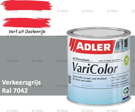 ADLER Varicolor Lakverf RAL 7042 – Verkeersgrijs A 750 ml – 2-in-1 Houtverf, Metaalverf en Kunststof Lak voor Binnen & Buiten