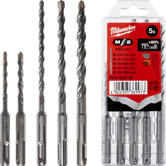 Foto: Milwaukee 4932352338 5 delige sds plus hamerboren set in kunststof cassette 110 x 160mm 5 10mm
