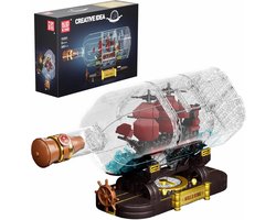 Mould King - Piratenschip in fles | Miniatuur Queen Anna's Revenge | Pirates of the Caribbean modelbouw compatible met lego sluban | Classic Creator STEM piraten boot | Speelgoed expert technisch bouwpakket kinderen en volwassenen | 885 bouwstenen