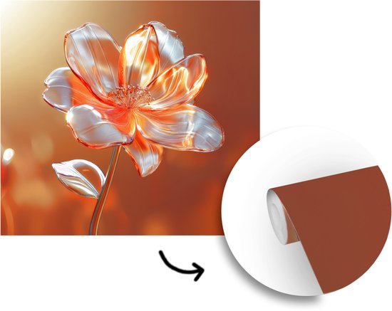 Behang - Fotobehang Glazen - Bloem - Zonlicht - Breedte 240 cm x hoogte 240 cm