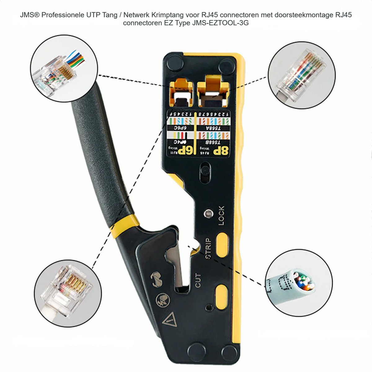 JMS® Professionele UTP Tang / Netwerk Krimptang Voor RJ45 Connectoren Met Doorsteekmontage, Met Veermechanisme RJ45 Connectoren EZ Type JMS-EZTOOL-3G