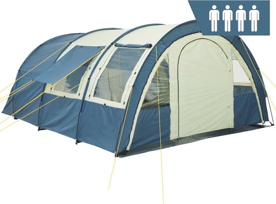 Ruime tunneltent voor 4 personen met waterdichte voortent