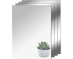 SNJY® Plakspiegel - Spiegelfolie - Passpiegel - Spiegel - Zelfklevend - 4 Stuks - 29 x 21 cm - Zilver
