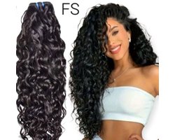 Frazimashop - Hairextention- Braziliaans Remy weave- Hair-12 inches- Haarstuks- Water Diep Golf- 1Stuks Bundel- 1B- Haarextenties- Human Hair