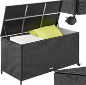 Bol.com tectake® Wicker opbergbox - Outdoor kussenbox - Uitneembare binnenzak - Weerbestendig en afsluitbaar met deksel - Verrij... aanbieding