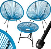 Bol.com tectake® Tuinmeubel bistroset - 2 stoelen en 1 tafel met glazen blad - Retro Egg Chairs in Acapulco-stijl - Weerbestendi... aanbieding