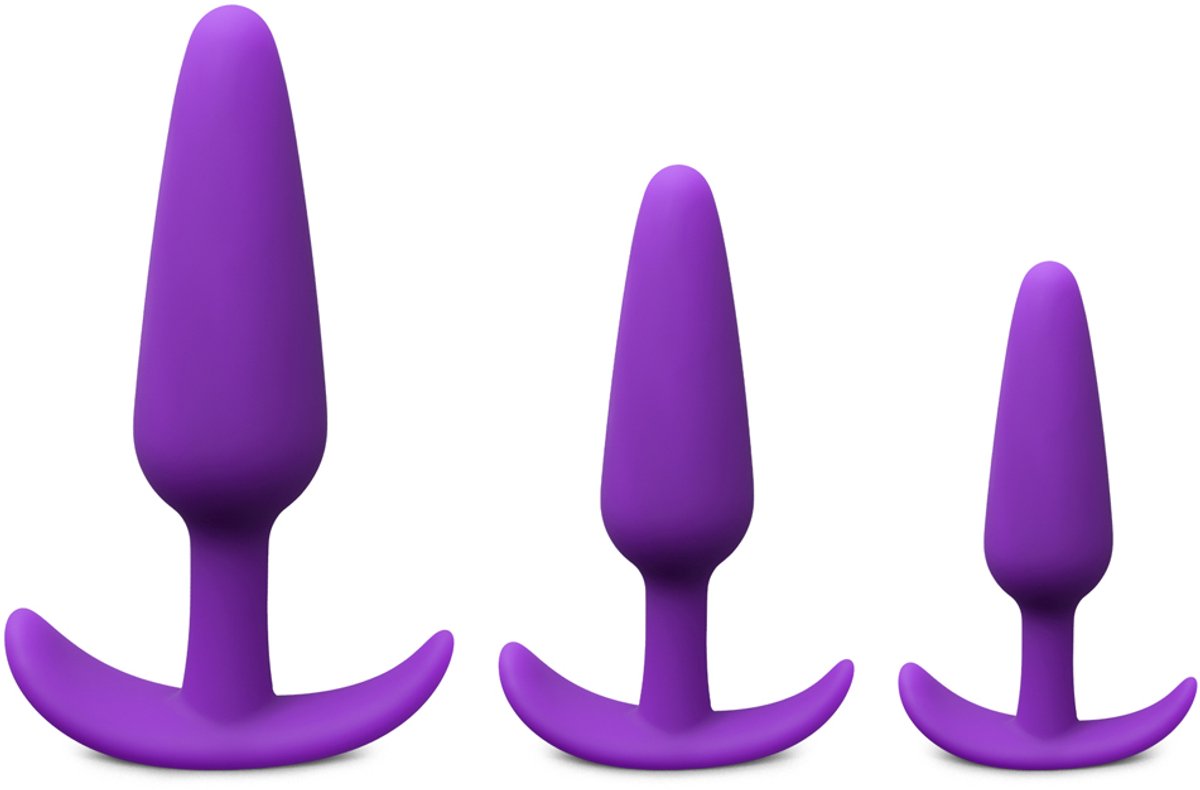 Buttplug Set van 3 – Siliconen Anaal Speeltjes in 3 Maten – Zacht, Flexibel & Beginnersvriendelijk – Paars