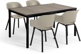 Keter Porto Diningset - Signature Porto Tafel en 4 Noa Tuinstoelen - Ashwood/Zand