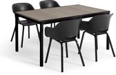 Keter Porto Diningset - Signature Porto Tafel en 4 Noa Tuinstoelen - Ashwood/Zwart