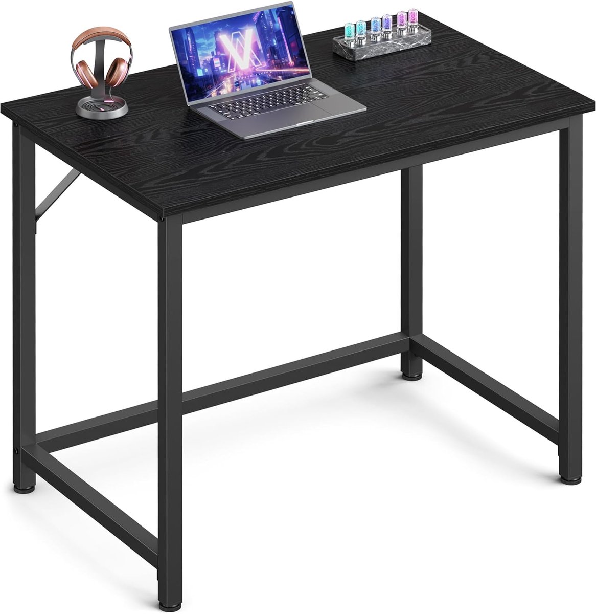 Vasagle - Computerbureau – Klein model - 80x80x76 cm (DxBxH)– metaal met hout - Industrieel design – Zwart