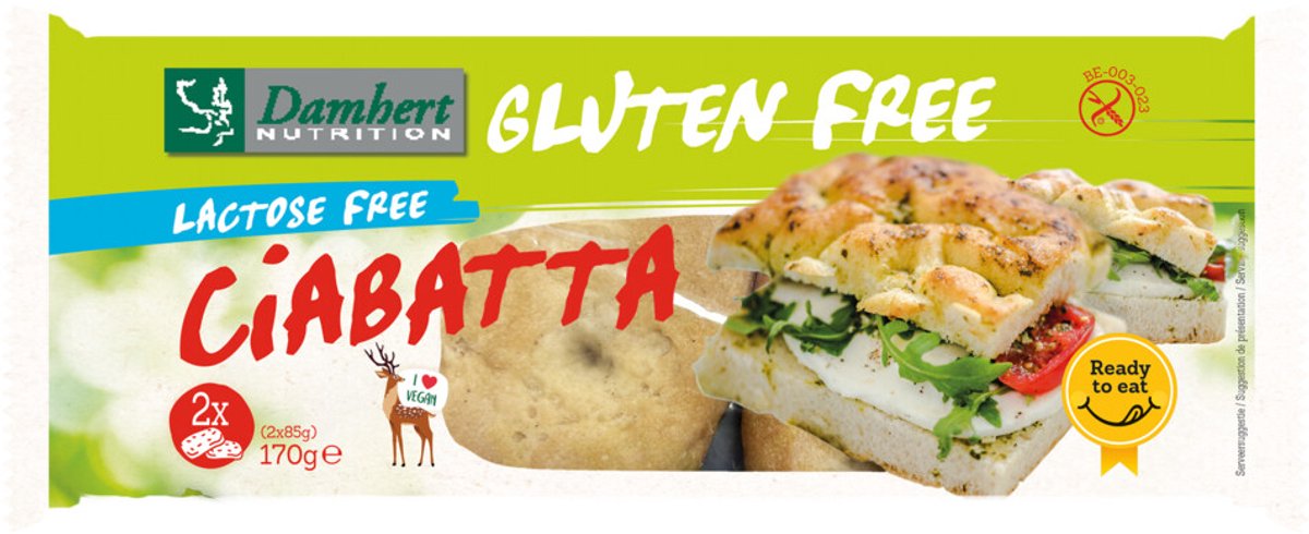 Damhert - Ciabatta Glutenvrij - 6 x 170 gr - Voordeelverpakking