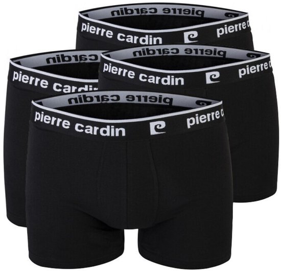 Set van 4 zwarte Pierre Cardin boxershorts met witte tailleband met logo.